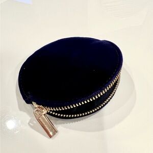 Sezane Elegant Navy Velvet Round Clutch/coin holder